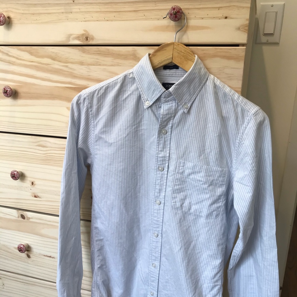J Crew light blue striped button down